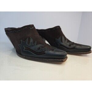 Charlie 1 Horse Leather Western Mule Booties Artisan Handcrafted Brazil Sz 7.5 B